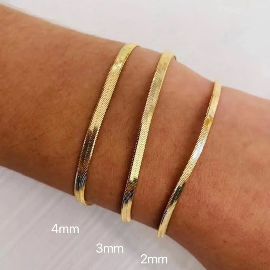 Minimalist 16+5cm Classic Snake Chain Bracelet Gold Color Width 2/3/4MM Stainless Steel Chain Bracelet For Women Jewelry Gift