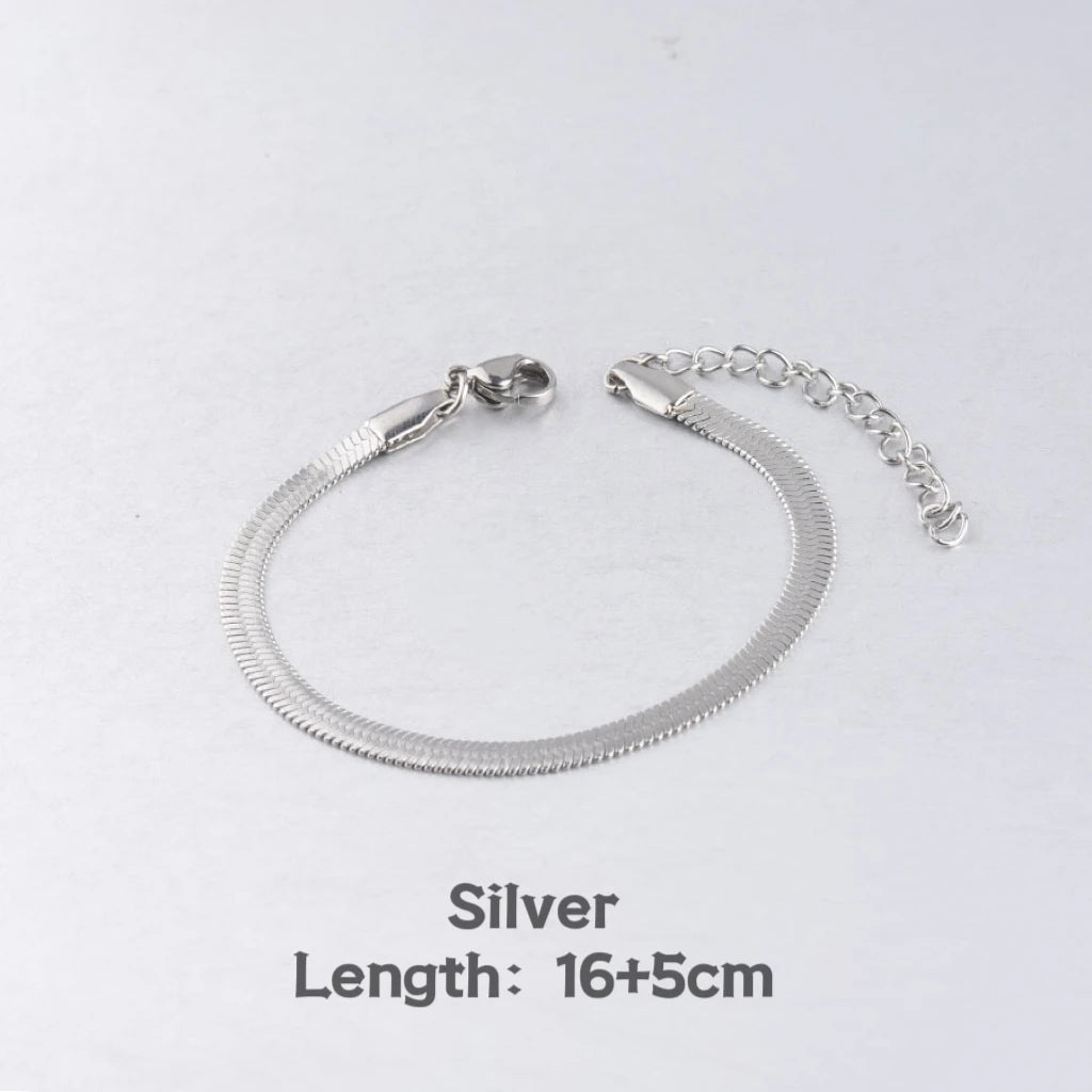 Minimalist 16+5cm Classic Snake Chain Bracelet Gold Color Width 2/3/4MM Stainless Steel Chain Bracelet For Women Jewelry Gift