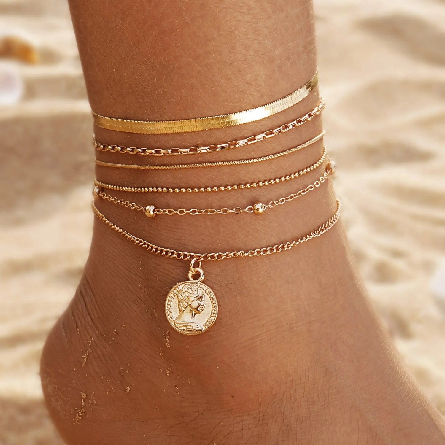 VKME New Design Tennis Chain Heart Cuban Chain Anklet for Women Jewelry