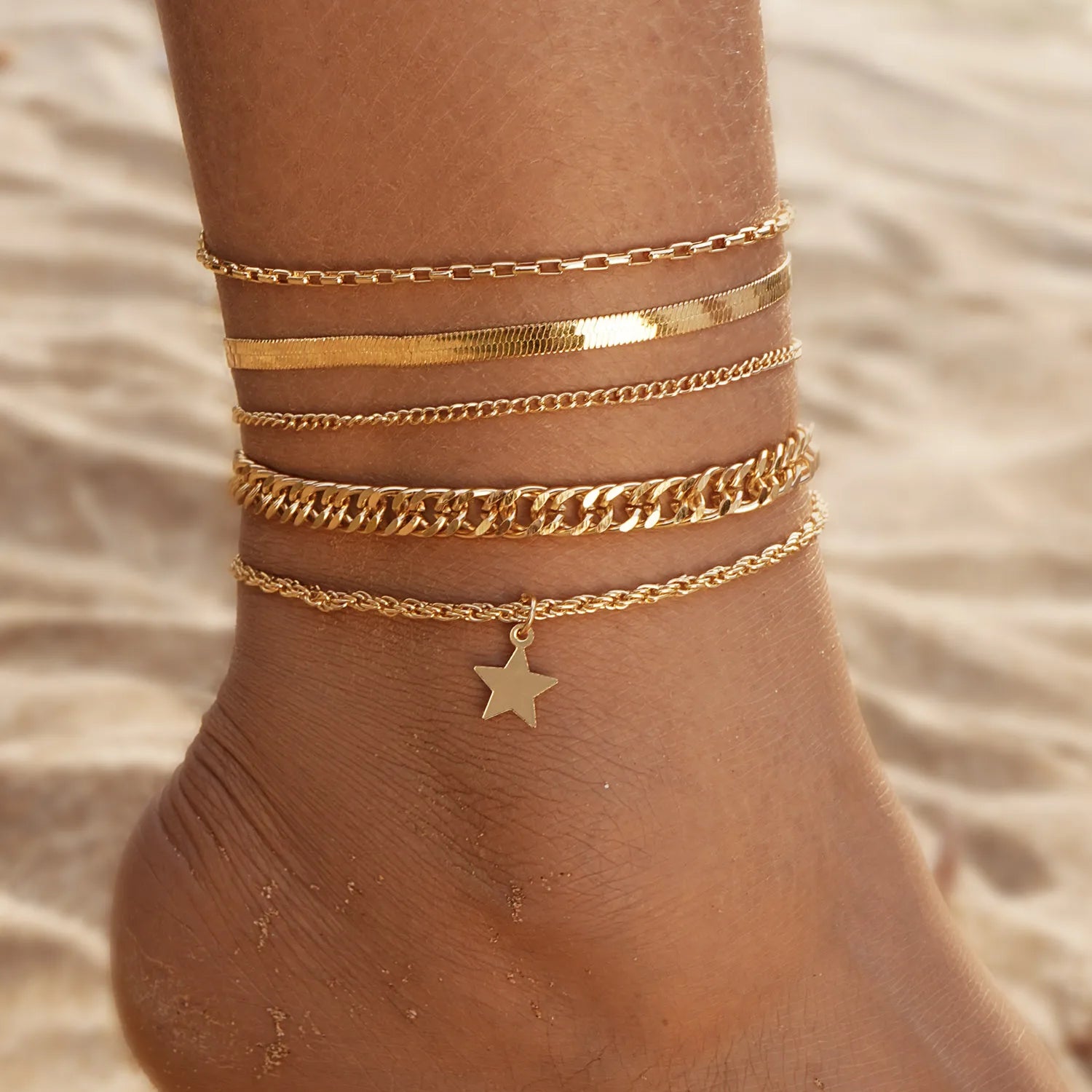 VKME New Design Tennis Chain Heart Cuban Chain Anklet for Women Jewelry