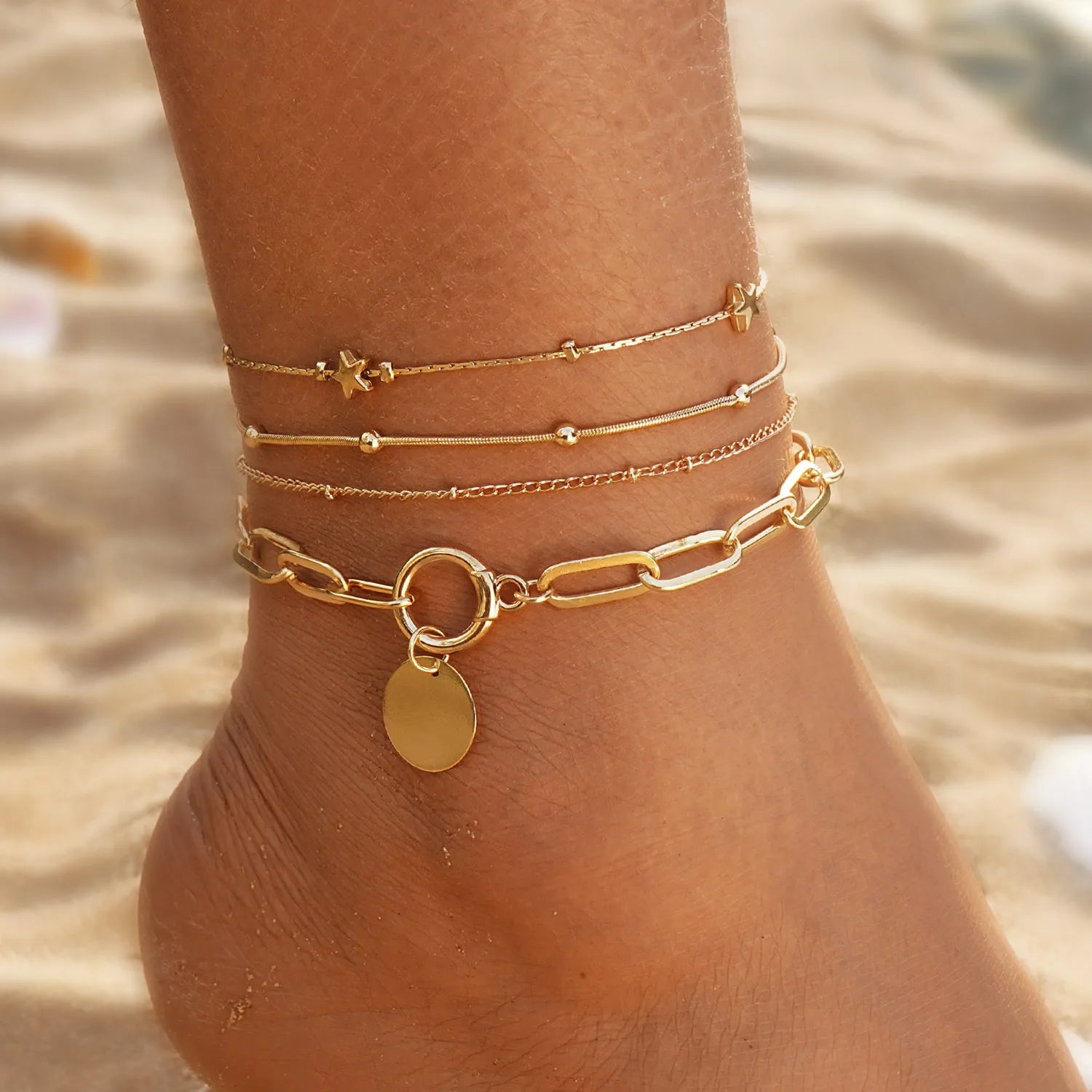 VKME New Design Tennis Chain Heart Cuban Chain Anklet for Women Jewelry