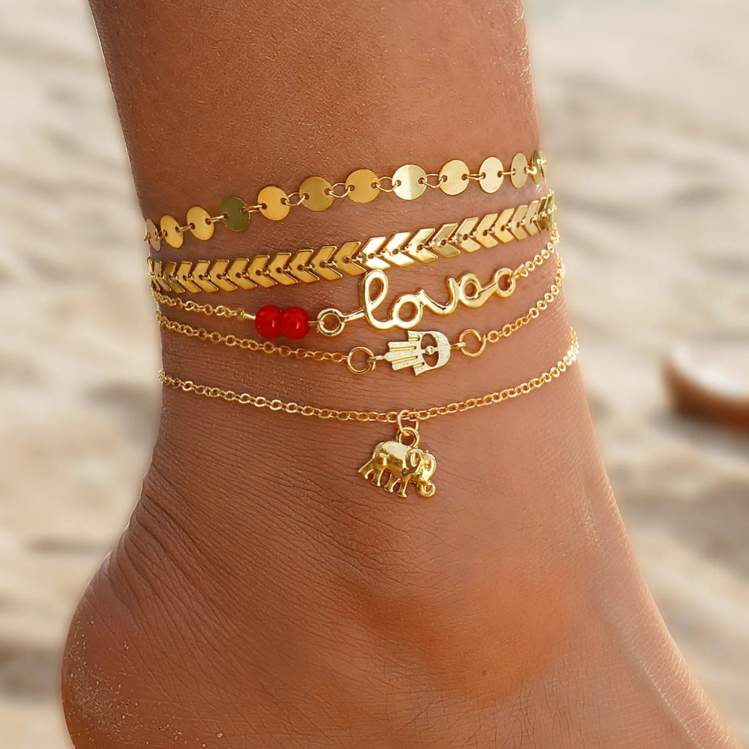 VKME New Design Tennis Chain Heart Cuban Chain Anklet for Women Jewelry