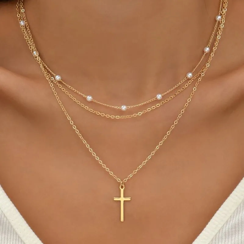 Vintage Bohemian Multilayer Minimalist Necklace for Women Stick Pendant Link Chain Necklace Collarbone Collares Fashion Jewelry
