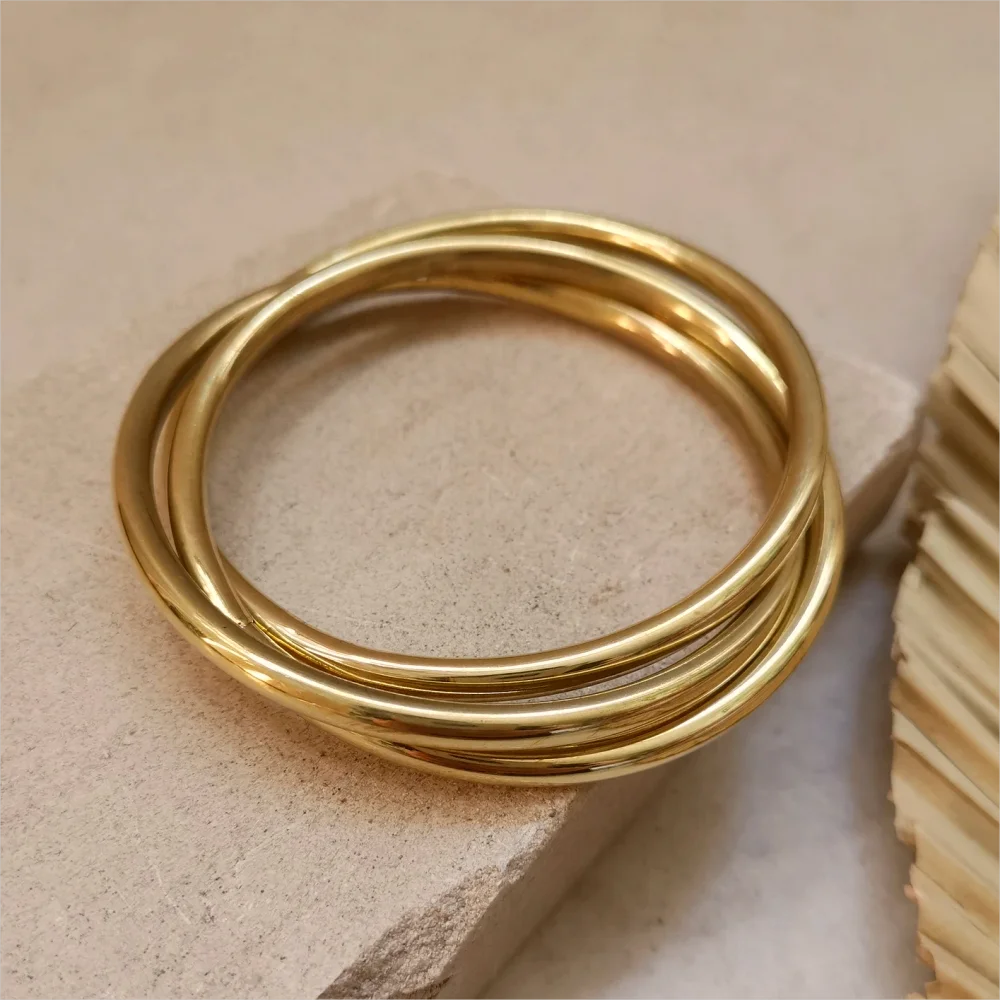 Fashionable Stainless Steel Bracelet For Women Round Minimalist Elegant Gold Color Bangle Luxury Accessories Popular Jewelry