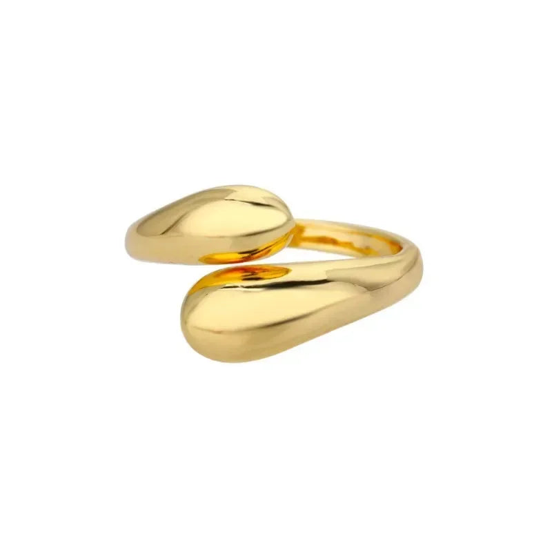 925 Sterling Silver Smooth Water Drop Rings For Woman 18K Gold Open Ring Wedding Couple Rings Aesthetic Jewelry Gift
