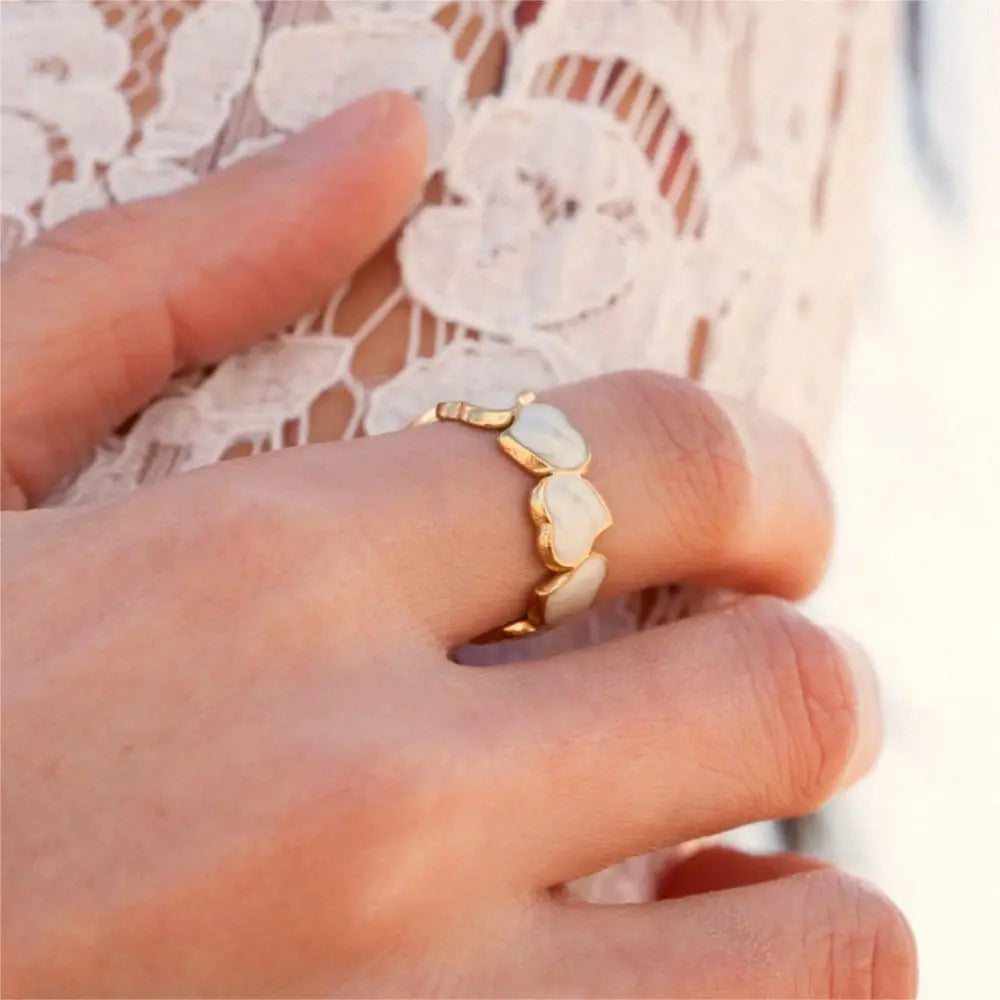 1/3PCS Adjustable White Black Cuff  Stainless Steel Ring Irregular Double Layer Chunky Stackable Open Rings For Women Jewelry