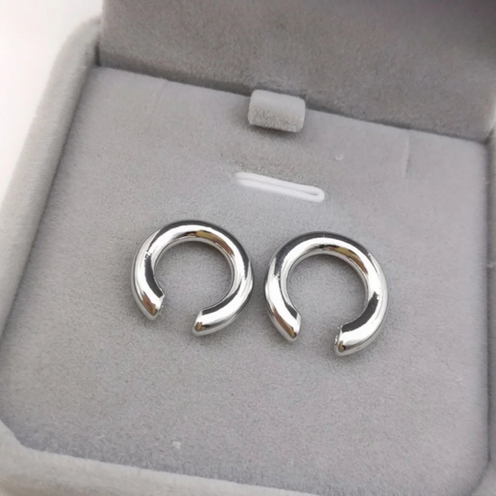 Minimalist Gold Color Round Earrings for Women Earcuff Women No Pierced C Shape Geometric Earclip Ear Bone Clip Punk Jewelry