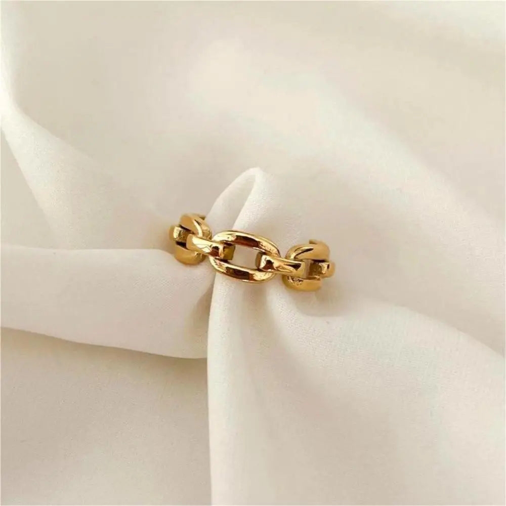 1/3PCS Adjustable White Black Cuff  Stainless Steel Ring Irregular Double Layer Chunky Stackable Open Rings For Women Jewelry