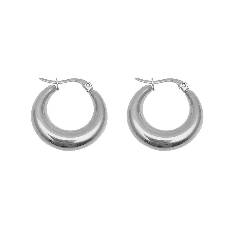 New Style 2024 Wholesale Smooth Exquisite Big Circle Hoop Earrings for Women Girl Wedding Party Large Stainless Steel Jewelry