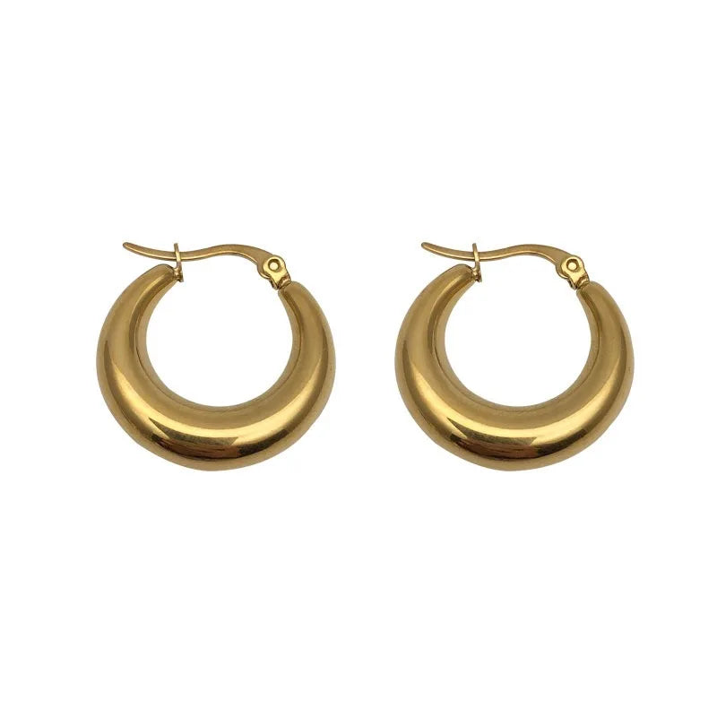 New Style 2024 Wholesale Smooth Exquisite Big Circle Hoop Earrings for Women Girl Wedding Party Large Stainless Steel Jewelry