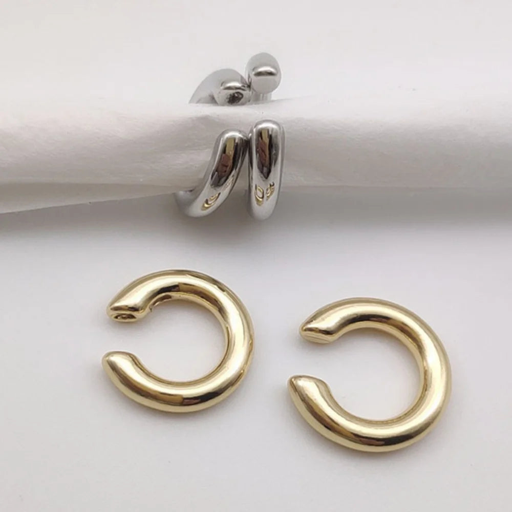 Minimalist Gold Color Round Earrings for Women Earcuff Women No Pierced C Shape Geometric Earclip Ear Bone Clip Punk Jewelry
