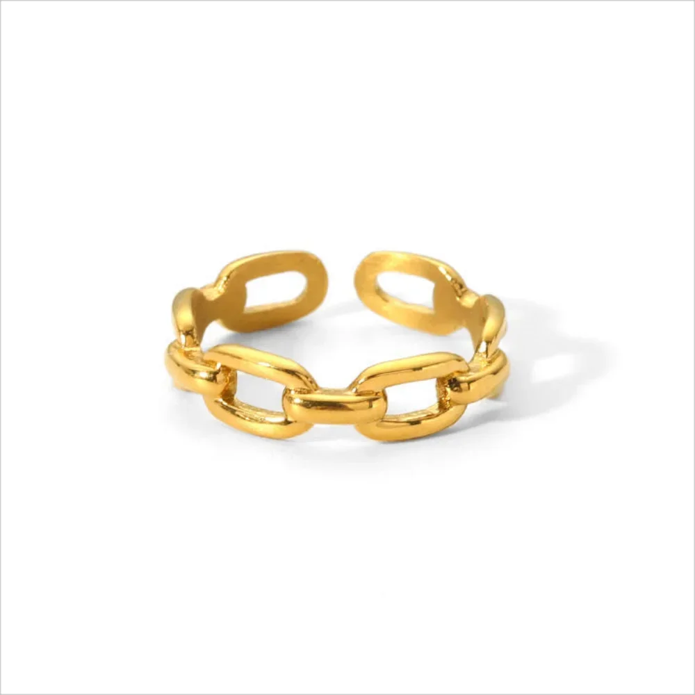 1/3PCS Adjustable White Black Cuff  Stainless Steel Ring Irregular Double Layer Chunky Stackable Open Rings For Women Jewelry